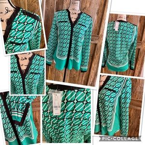 Brand New green/white blouse